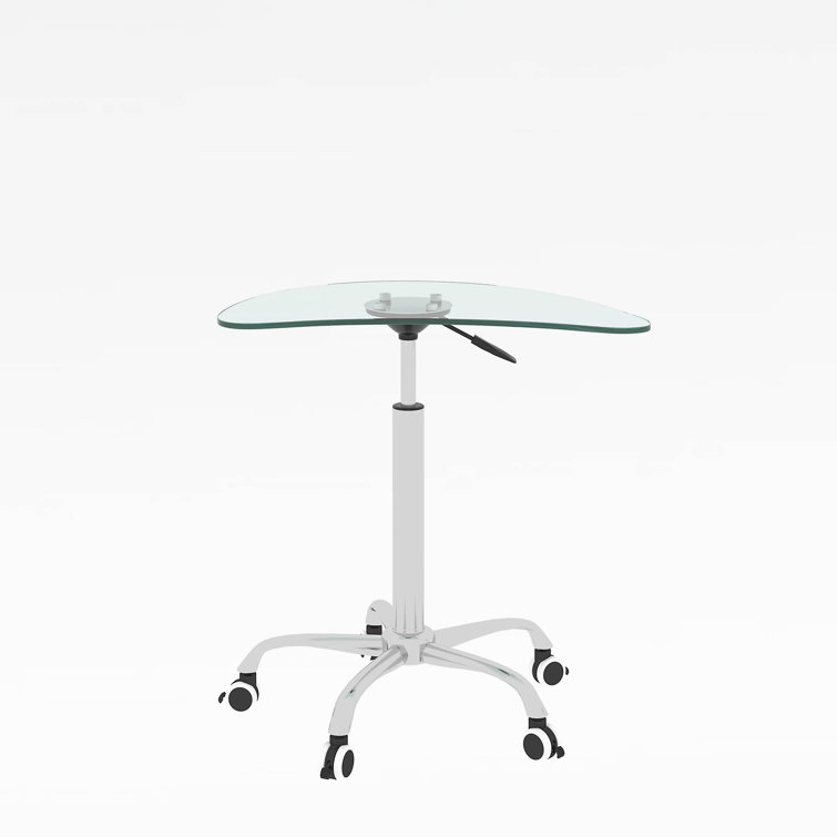 Dayane Curved Glass Top Metal Base Standing Desk